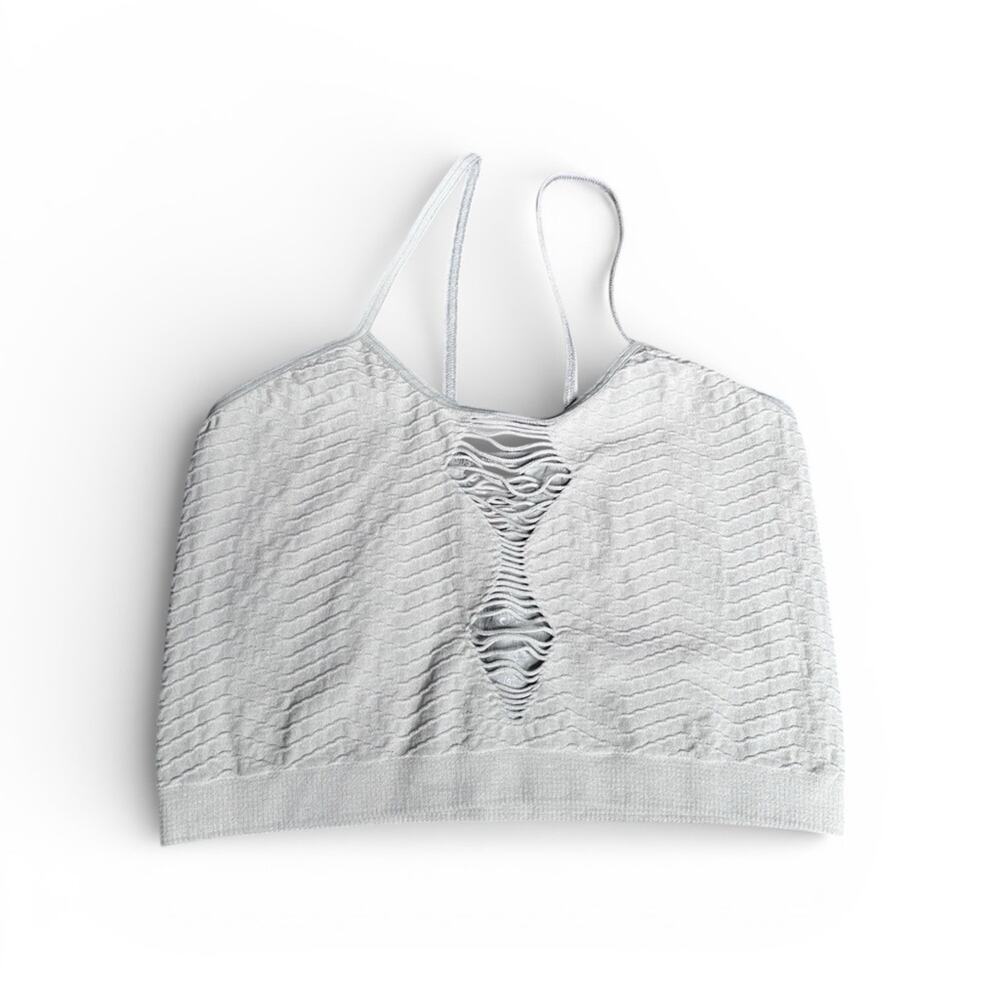BKE Gray Cropped Tank Top Front Back Cutout XS/S